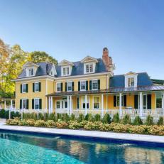 Historic Homestead With Yellow 19th Century Farmhouse and Contemporary Pool 