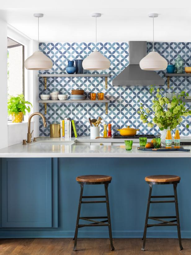 Transitional Blue Kitchen Kitchen | HGTV