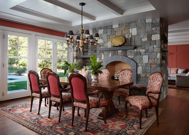 Traditional Dining Room With a Large Table