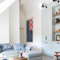 Transitional Sitting Room With Flag
