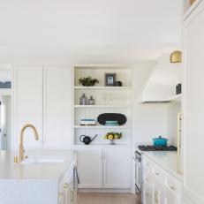 White Transitional Kitchen With Black Tray