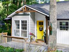 Country Cottage With Yellow Front Door