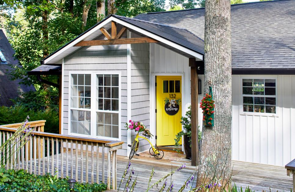 Country Cottage With Yellow Front Door