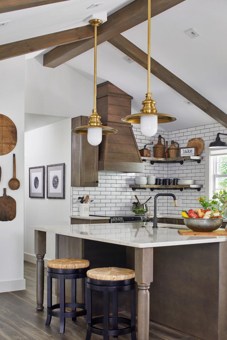 White Country Kitchen With Subway Tiles