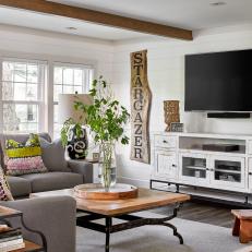 Neutral Country Living Room With Sign