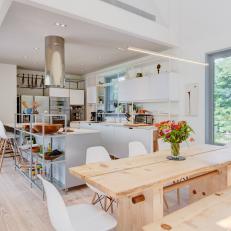 Modern, White Open-Concept Kitchen and Dining 