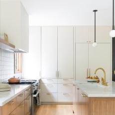 Modern Kitchen With Warm White Cabinets