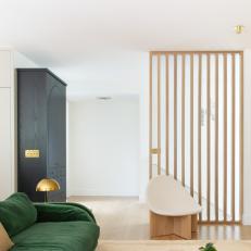 Modern Living Room With Velvet Green Sofa