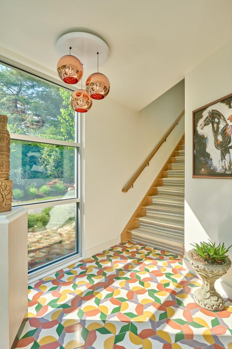 Stairway With Multicolor Mosaic Tile