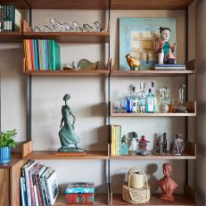 Custom Wooden Shelves in Living Room