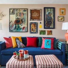 Colorful Living Room With Gallery Wall