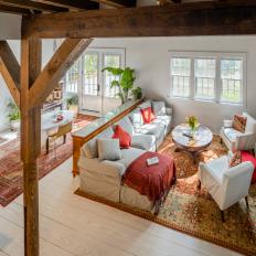 Cottage Living Room With Exposed Beams
