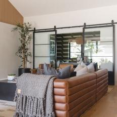 Bohemian Living Room With French Doors