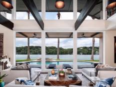 Living Room With Floor-to-Ceiling Windows and Lake View