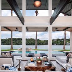 Living Room With Floor-to-Ceiling Windows and Lake View