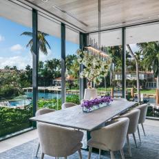 Miami Dining Room Floor-to-Ceiling Windows and Panoramic View