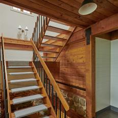 Rustic Stairs With Paneling