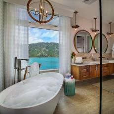 Tropical Spa Bathroom With Bay View 