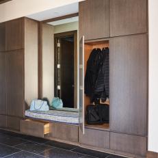 Modern Mudroom With Black Jackets