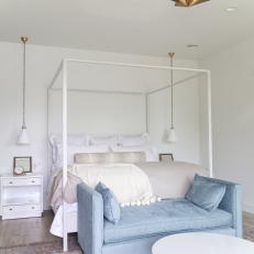 Classic White Bedroom With Pops of Blue