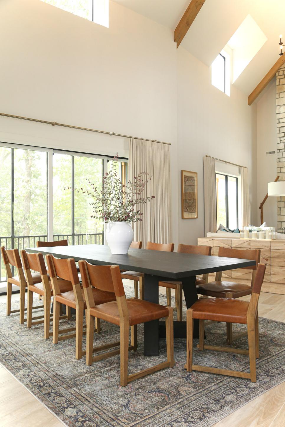 Black Wooden Dining Table and Leather Chairs HGTV