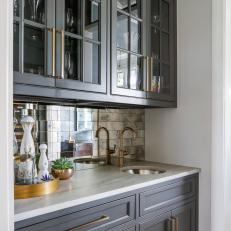 Gray Transitional Bar With Mirrored Tiles