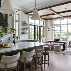 Transitional Neutral Kitchen and Breakfast Room