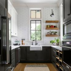 Black and White Transitional Kitchen With Basil