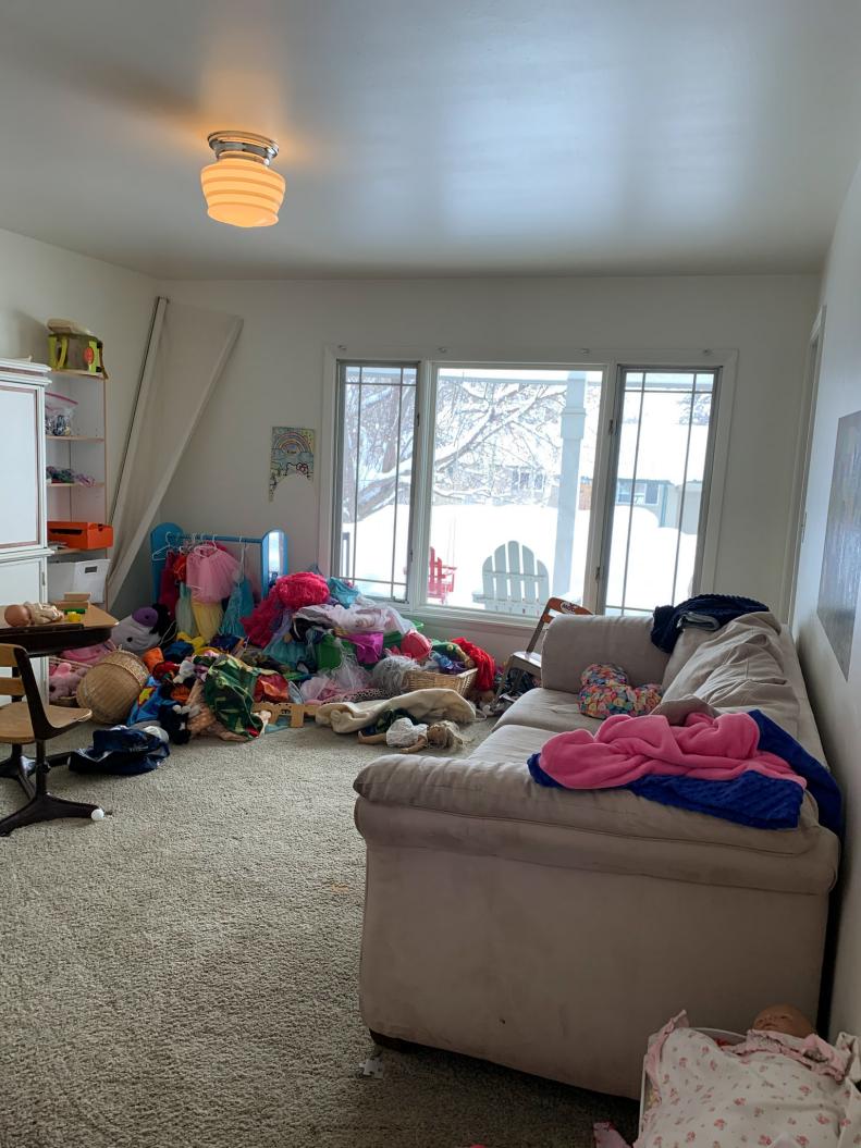 Before: Messy Family Room