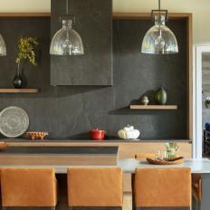 Sleek & Modern Kitchen Mixes Black Stone With White Oak Cabinetry
