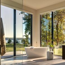Relaxing Primary Bathroom With Soaking Tub