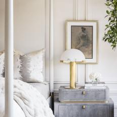 White Contemporary Bedroom With Gold Lamp