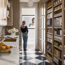 Neutral Pantry With Checkered Floor
