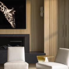 Neutral Modern Sitting Area With Giraffe