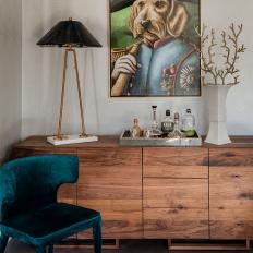 Living Room Console Table and Creative Dog Artwork