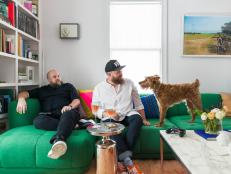Clint and Delton relied heavily on friend and interior designer-slash-architect Jason Todd Bailey to help them source most of their furniture including a few midcentury modern treasures like a Knoll Womb Chair. The low slung, cozy sofa is the the Quilton Sofa in Mode Bonsai from Design Within Reach.