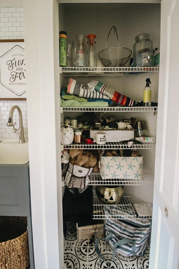 Closet with white wire shelves
