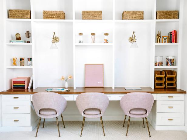 White Kids Desks With Pink Chairs