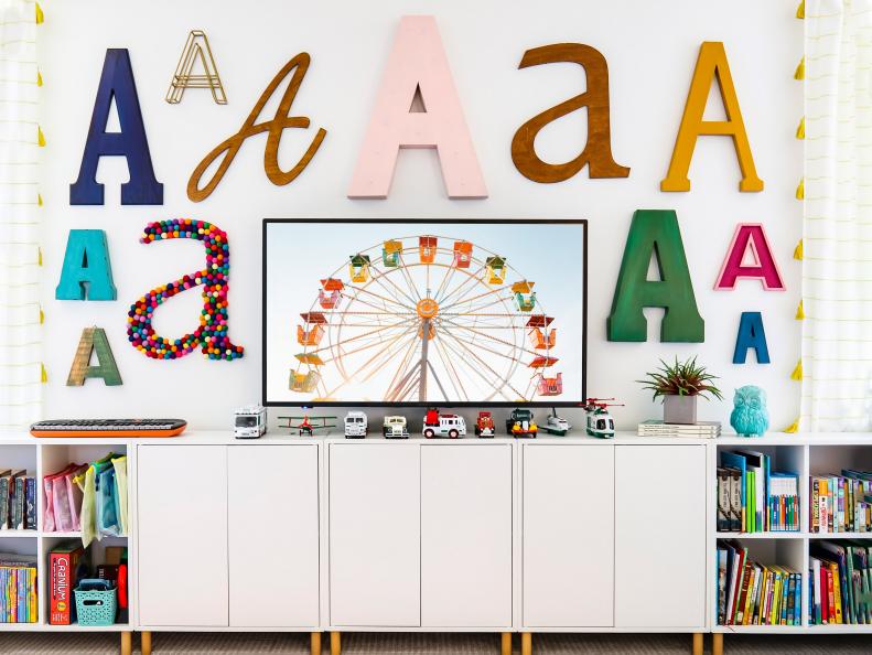 Letter Wall in Girls Bedroom