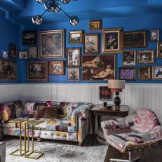 Eclectic Multicolored Sitting Room With Patchwork Sofa