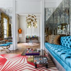 Multicolored Eclectic Living Room and Hall
