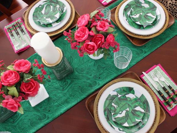 Summer Table With Fuchsia Roses