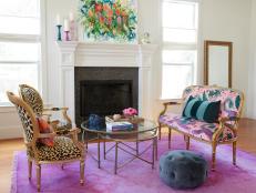 Colorful Texas Living Room With Purple Rug