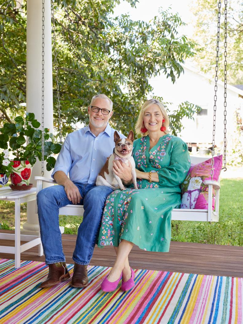 Color-Loving Family in the Porch of Their Texas Home