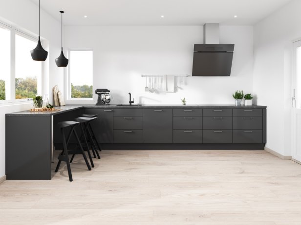 Modern minimalist kitchen. Render image.