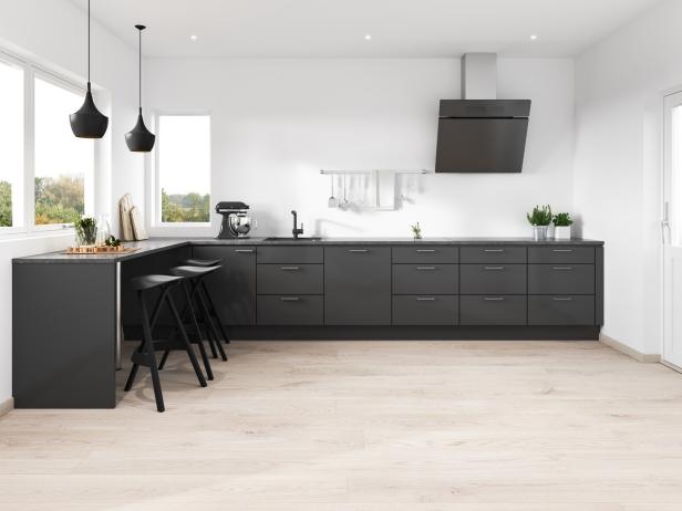 Modern minimalist kitchen. Render image.