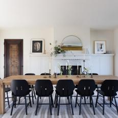 Neutral Modern Dining Room With Black Chairs