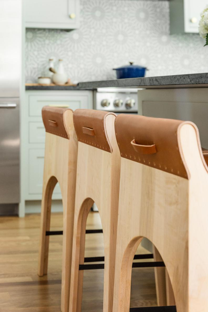 Wood Barstools in Kitchen
