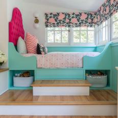 Multicolored Kid's Room With Blue Built-In Bed