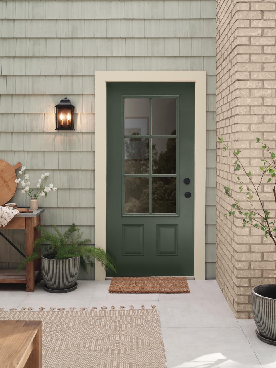 House With Green Backdoor and Gray Cedar Shakes | HGTV